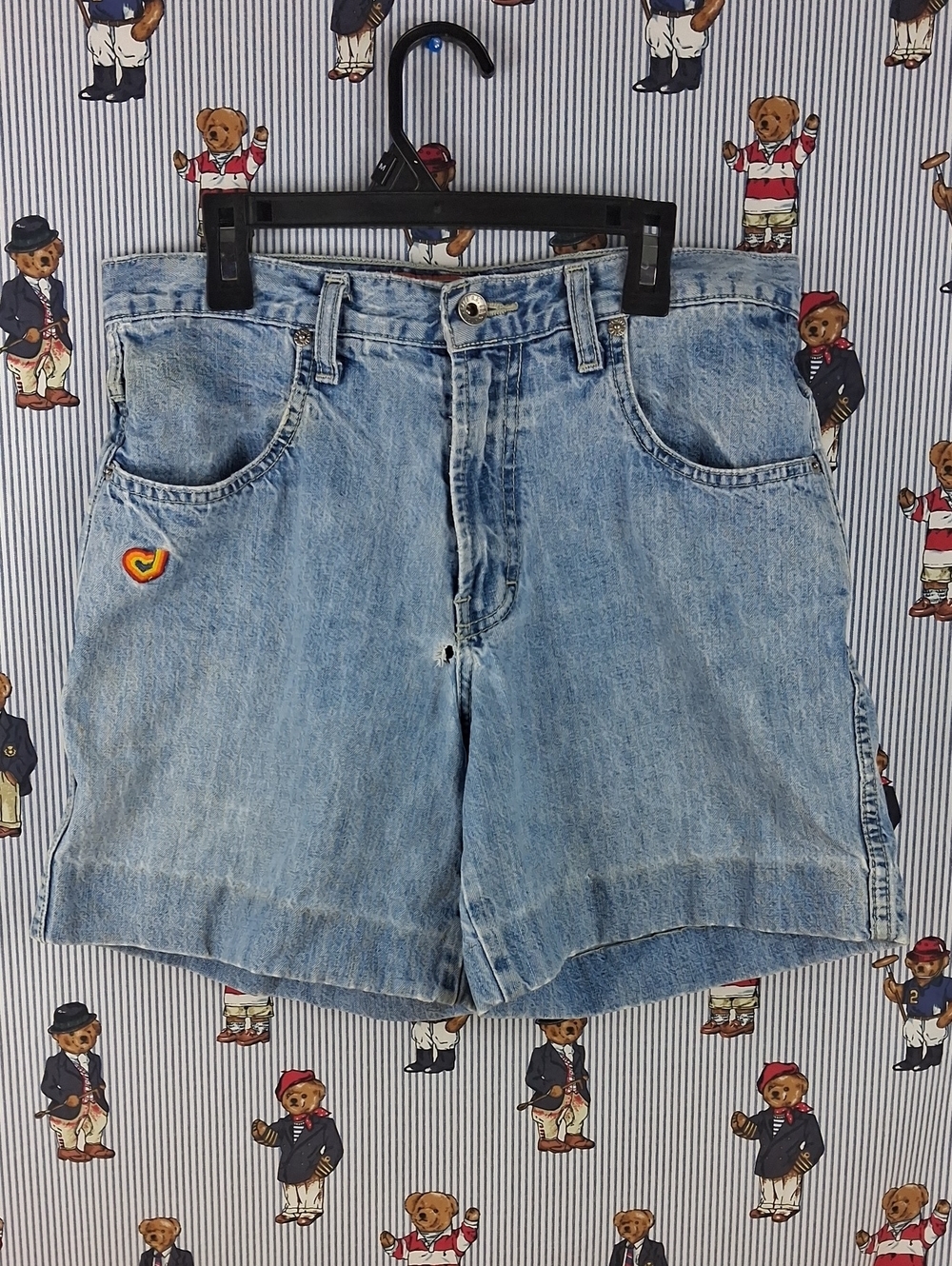 Vintage Jnco Jeans Women's 9" Roomy Light Wash Distressed Baggy Jean Short Sz 7